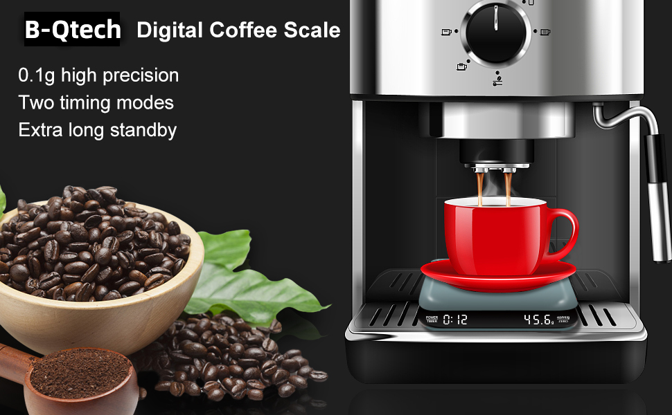 BQtech Mini Digital Coffee Scales with Timer 3kg/0.1g, High Precision