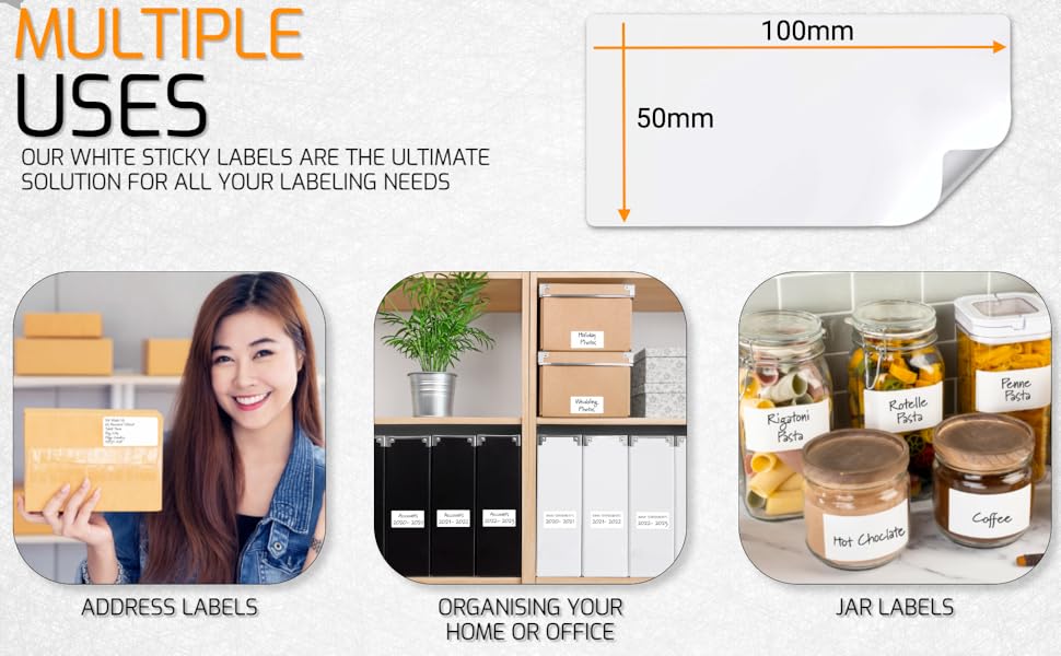 White Sticky Labels Self Adhesive 42 White Stickers Labels with