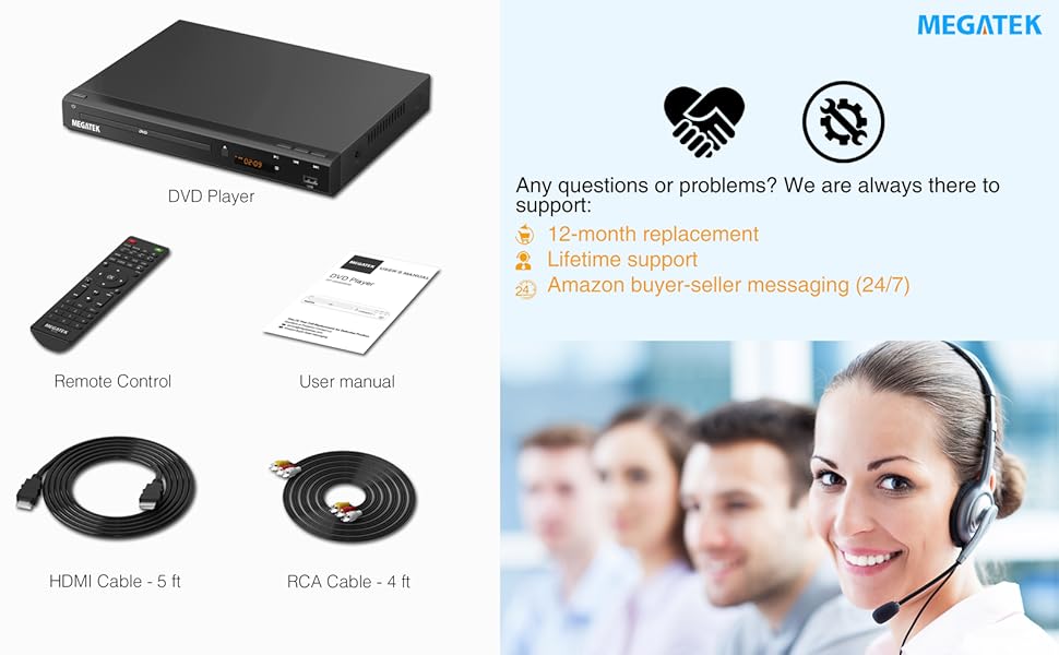 Megatek DP-260M55HD DVD Player Package Contents