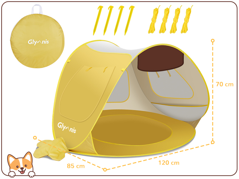 Glymnis Baby Beach Tent Beach Shade Portable Pop Up Baby Tent with Pool UPF 50+ UV