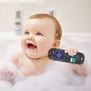 black remote control teething toy