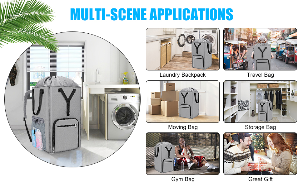 Laundry Bag Backpack, 2 in 1 Extra Large Freestanding