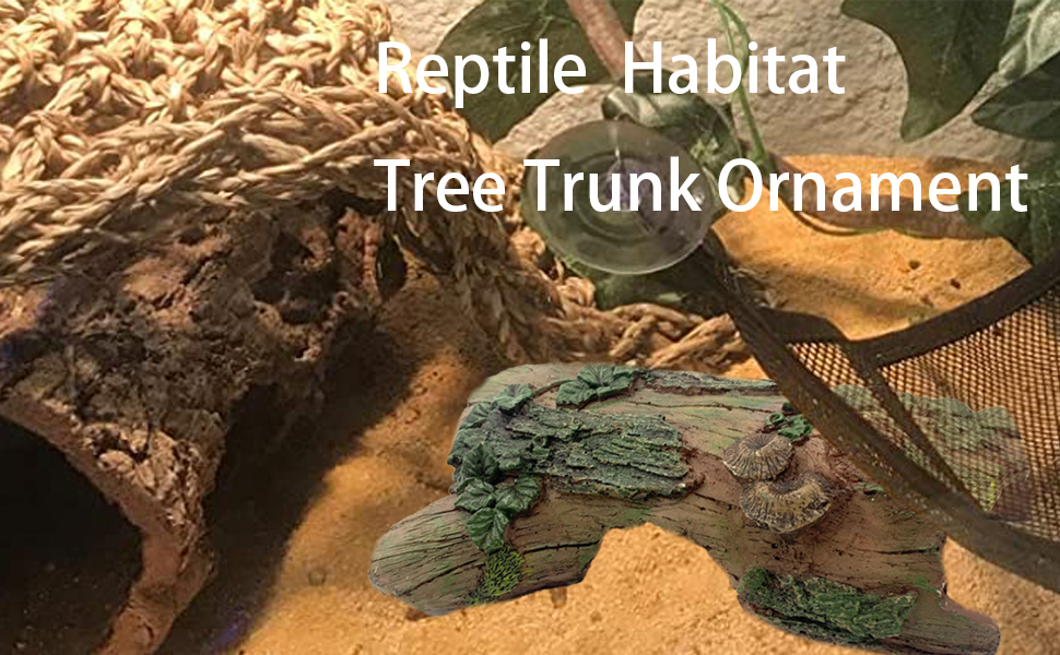 MUYG Resin Reptiles Hollow Tree Trunk Habitat Decor Reptile Log Hides Caves Bearded