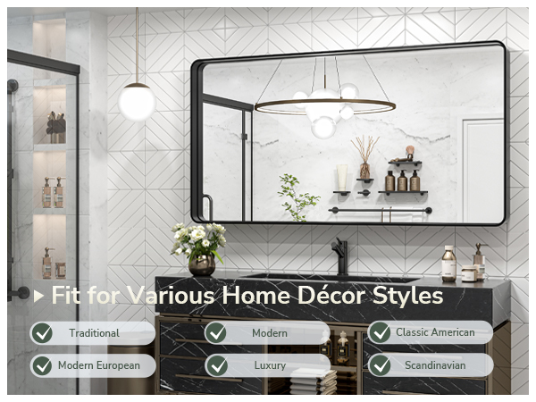 TokeShimi 55 x 36 Inch Brushed Silver Bathroom Vanity Mirror