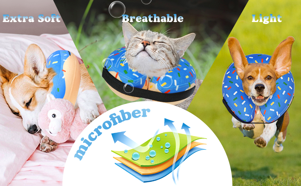 Inflatable Dog Donut Cone Collar for Dogs CatsSoft Recovery Dog Cone Adjustable