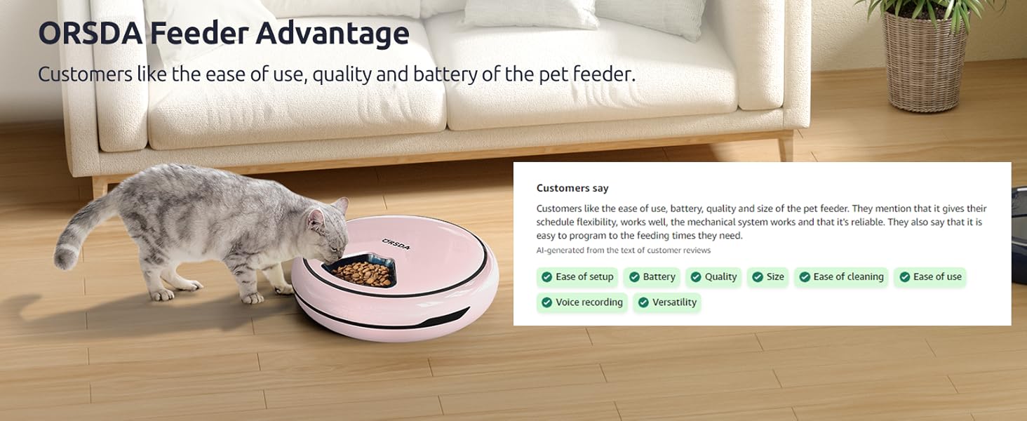 ORSDA Automatic Cat Feeder Wet Food/Dry Food, 5 Meal Timed