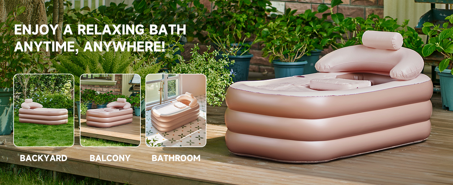 COZ Inflatable Bathtub with Electric Air Pump and Bath Pillow Headrest