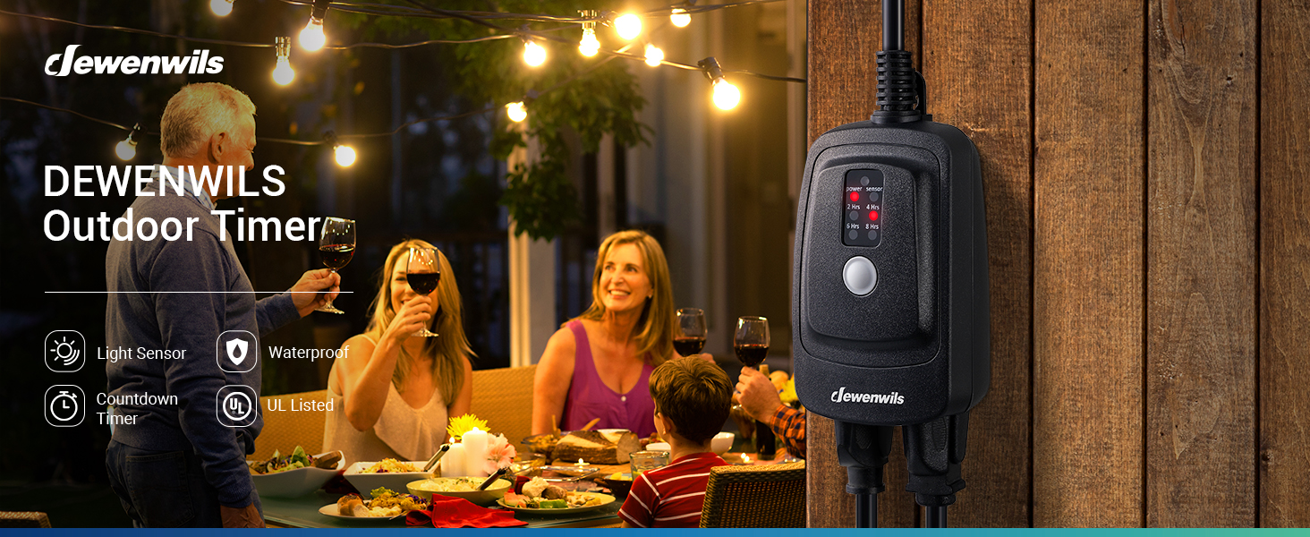 DEWENWILS Outdoor Timer for Halloween Lights, Waterproof Outlet Timer