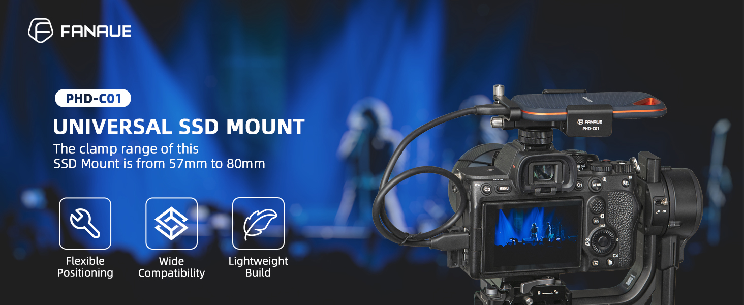 UNIVERSAL SSD MOUNT With Cold Shoe Cable Clamp