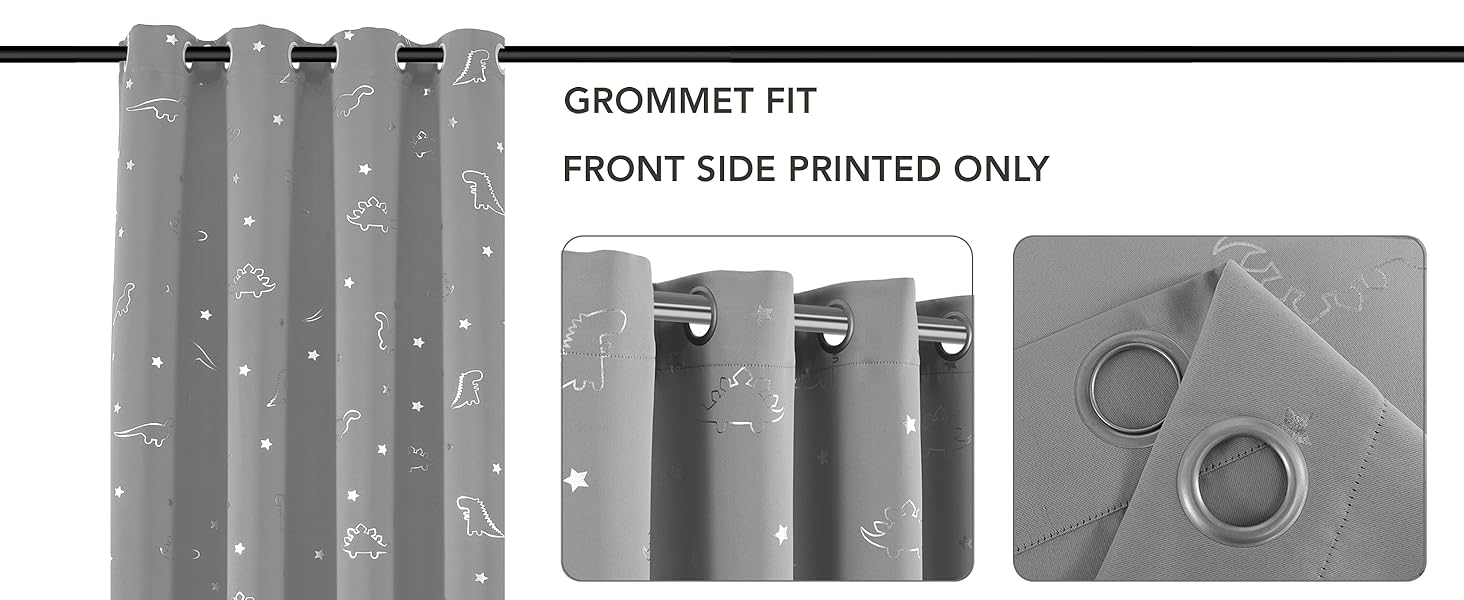 Dinosaur Foil Blackout Curtains for Kids Room Thermal Insulated Noise Reduce Drape for Boys Bedroom