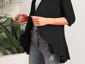 Argstar Womens Casual Lightweight Cardigans 3/4 Sleeve Open Front