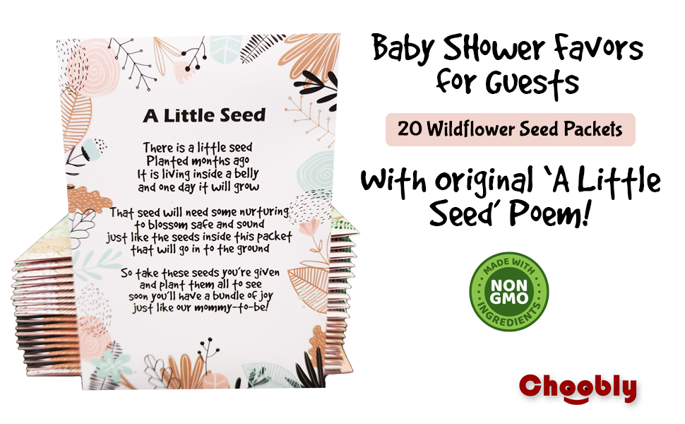 Oh Baby | Shower Seed Packet Party Favors | Non GMO | Gender Neutral | 25  Individual Bouquet Wildflower Mix Seed Packets | Ready to Give | Easy to