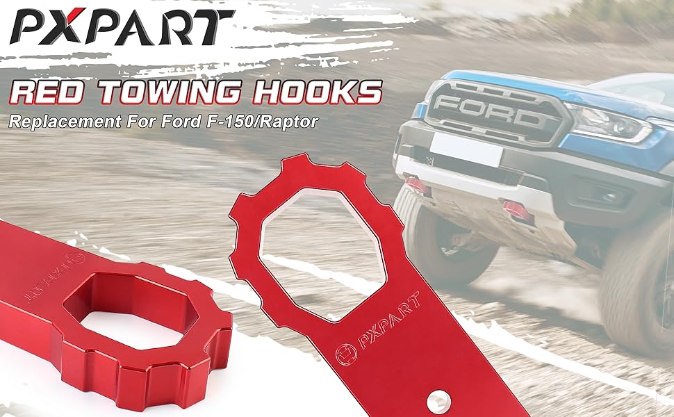 PXPART RED Tow Hooks, New Front Bumper Towing Replacement