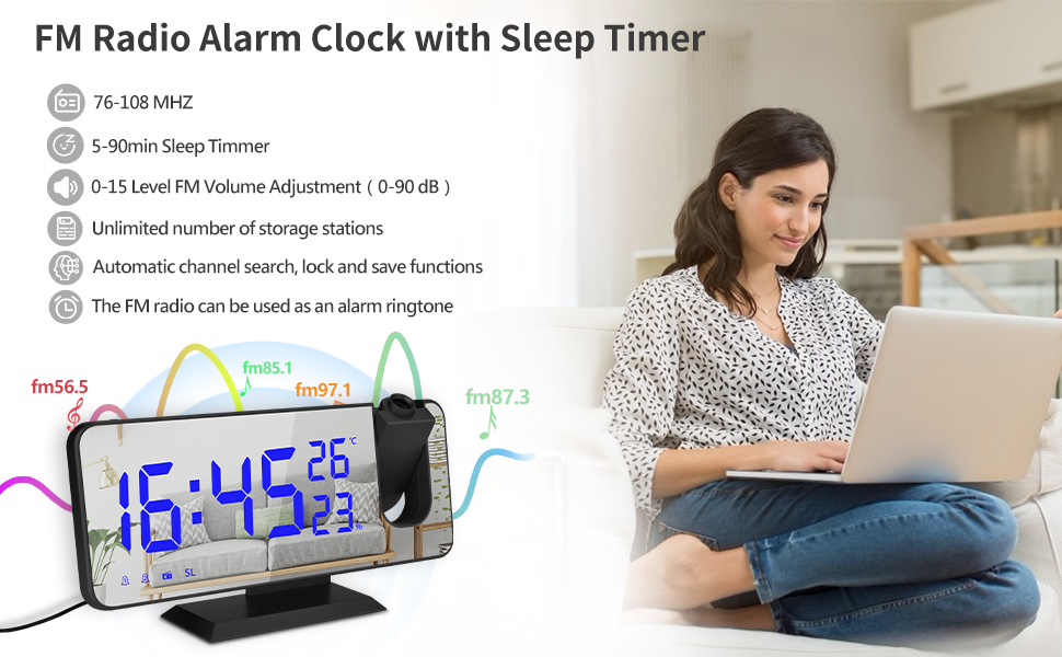 EVILTO Projection Alarm Clock for Bedroom Ceiling Digital