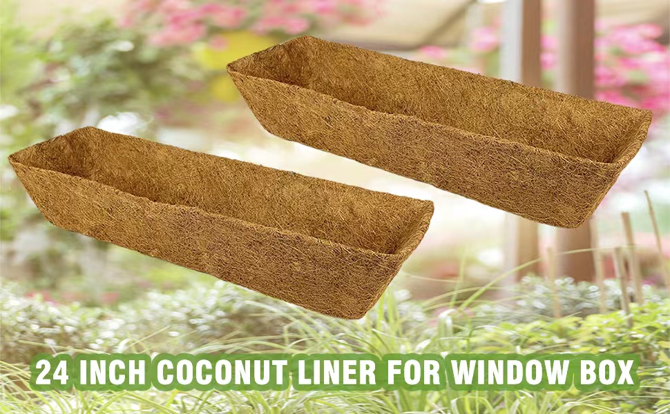 Karlliu 2 Pack 24 Inch Trough Coconut Liners for Window Box