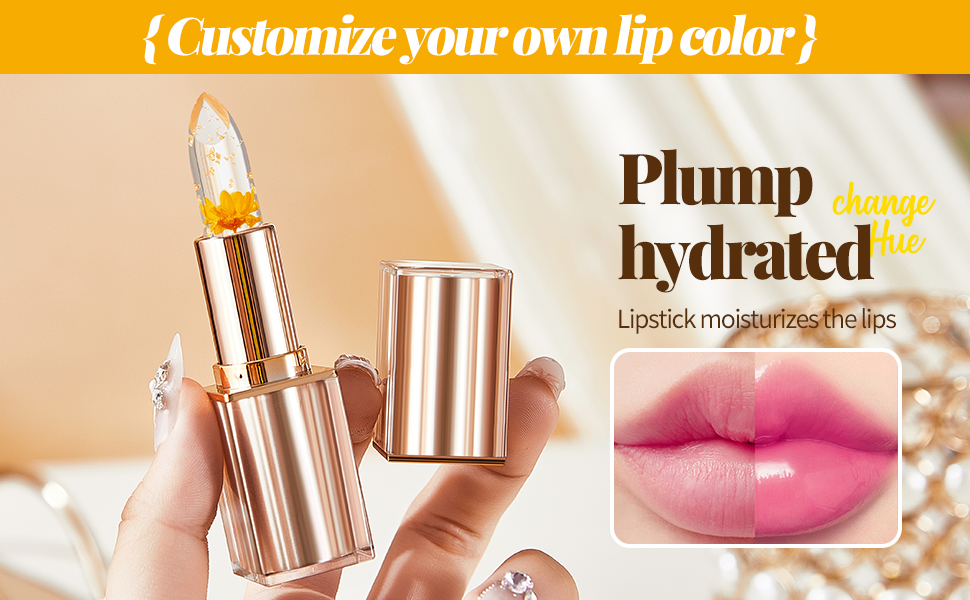 Text reads 'Plump hydrator'. Collection of cosmetic product images showing pink and metallic packaging with liquid cosmetic applications.
