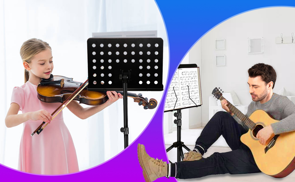 Music Stand for Sheet Music with Mic Pole, AllInOne