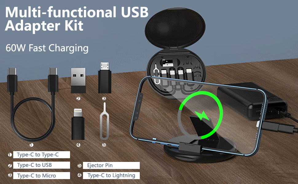 Multi USB Adapter Set, USB C to Lightning Usb Converter Kit,Charging