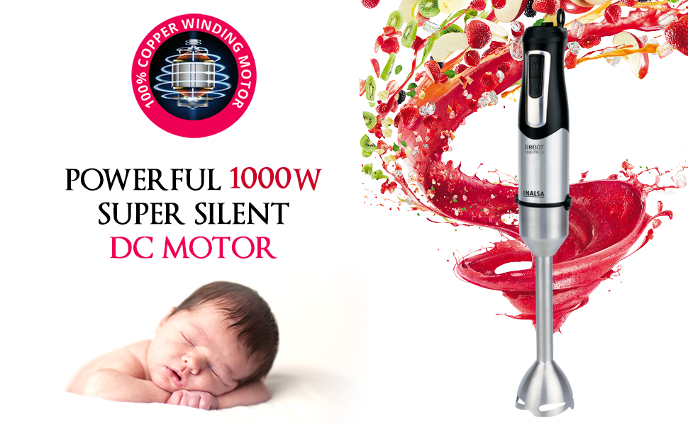 Buy INALSA Hand Blender Robot 1000 Pro S1000 Watts Super Silent DC