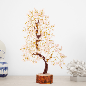 rose quartz crystal money tree good luck charm gems