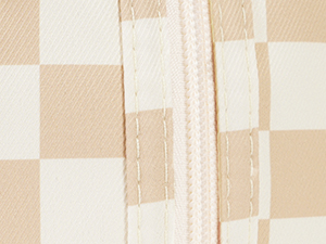 Abstract beige and cream colored geometric pattern with rectangular shapes and vertical lines creating a modern design.