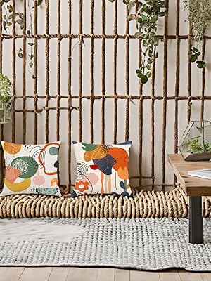 Colorful Abstract Throw Pillows Geometric Mid Century Modern Pillow Covers for Sofa Couch