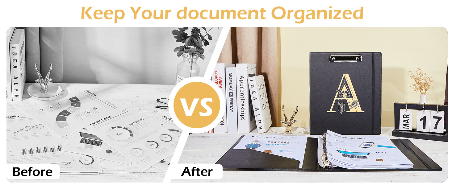 FIODAY 3 Ring Binder 1 Inch Letter Design Three Ring