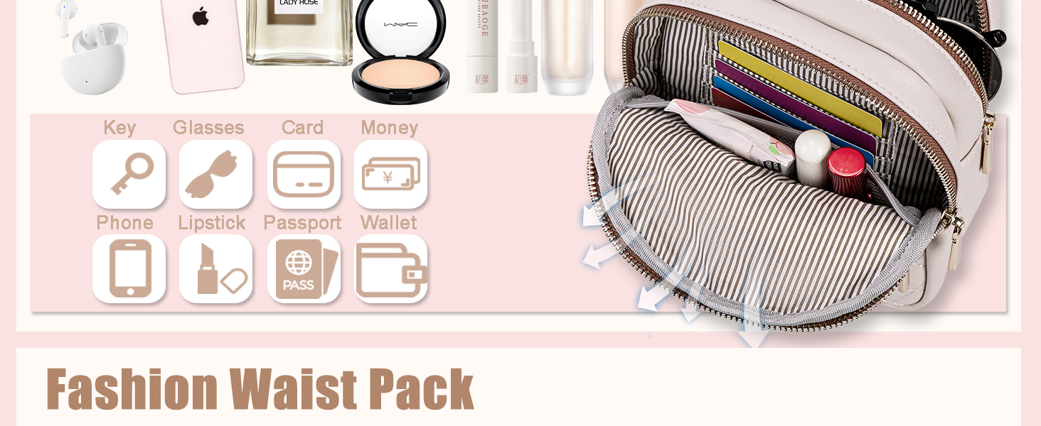 small sling crossbody bags for women fanny pack belt cross body leather mini purse waist fannypack
