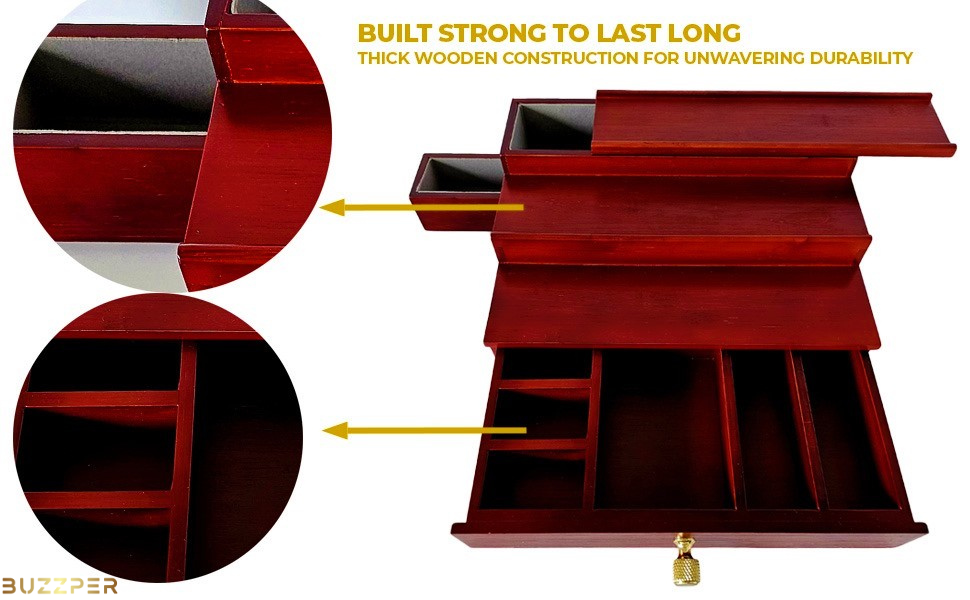 BUZZPER Wooden Cologne Organizer For Men 3 Tiered Cologne