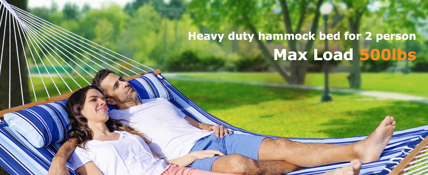 Double Hammock for outside,park,backyard,poolside max load 500lbs