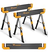 WORKESS Saw Horses 2 Pack Folding, 2600 Lbs Load Capacity & 24-32 Inch Adjustable Height Heavy Du...