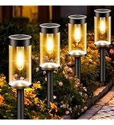 nipify Luces Solares de Jardín, 4 Piezas Auto On/Off Lámparas Solares de Jardín con Blanco Cálido L...
