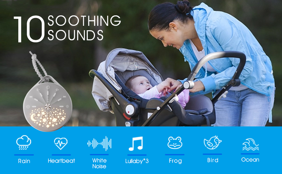 Portable White Noise Machine, 10 Soothing Sounds White Noise Machine