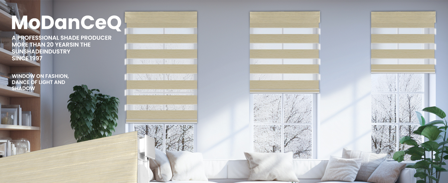 MoDanCeQ No Drill, No Tools Zebra Blinds for Windows, 30 Seconds to