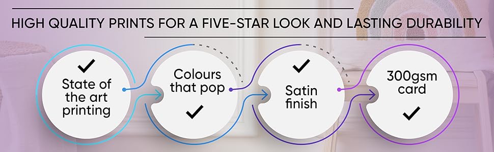 high quality prints for a five-star look and lasting durability. State of the art printing, 300gsm