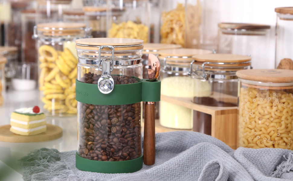 KKC Vacuum Sealed Coffee Bean Storage Container with Scoop