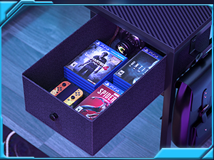 L shaped gaming desk with drawer to save gamind devices and gaming disks, or could save small item
