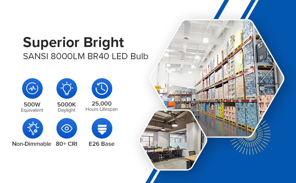 Superior Bright SANSI 8000LM BR40 LED Bulb