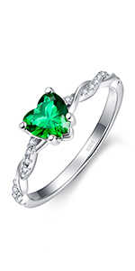 1.35ct 925 Sterling Silber Heart Cut Smaragd Verlobungsring für Frauen