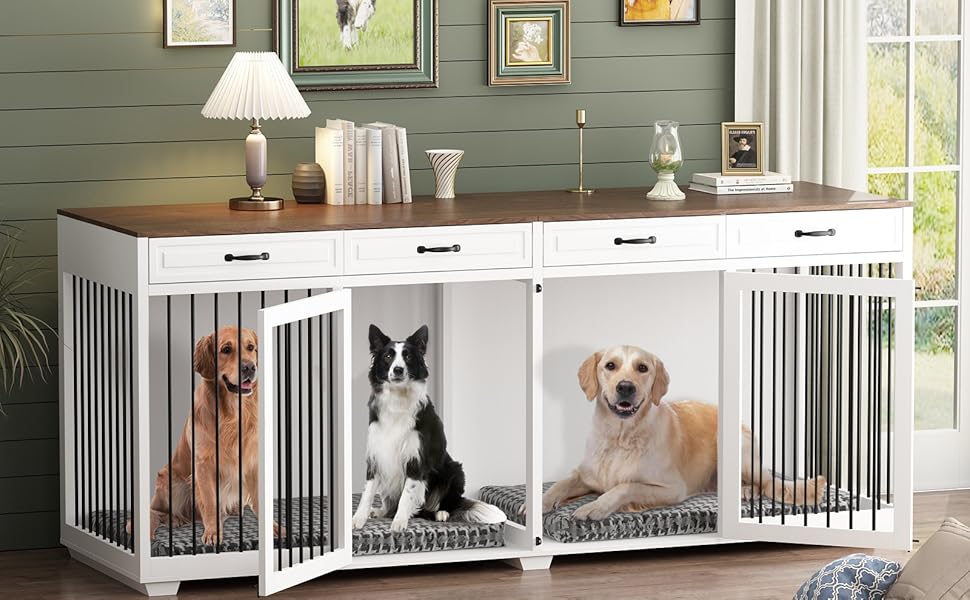 DAWNSPACES Extra Large Furniture Style Dog Crate, 93 Inch