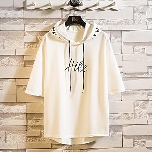 メンズパーカー、半袖、プルオーバー、スウェットシャツ、夏の服、ゆるい、プレーン、フード付きスウェットシャツ、カジュアル、大きなサイズ