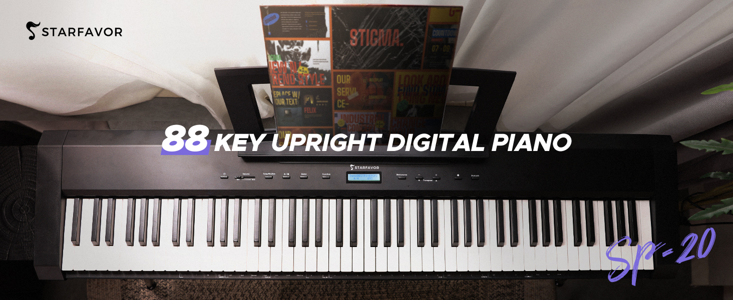 Starfavor Digital Piano 88 Key Keyboard Piano, BLUETOOTH WIRELESS SP20 Piano Keyboard Electric