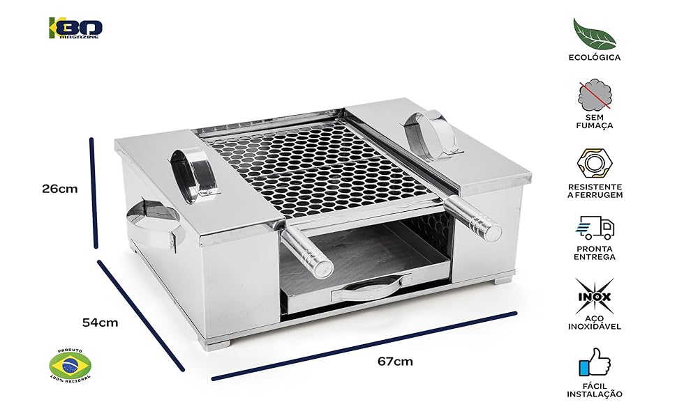 Imagem da Churrasqueira e detalhes e medidas