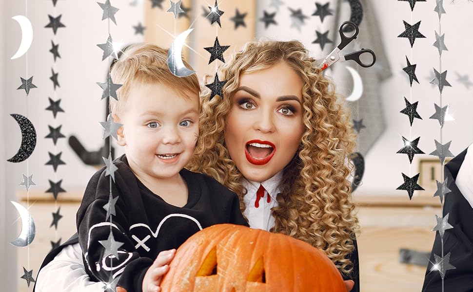 Halloween Black Gray Moon Star