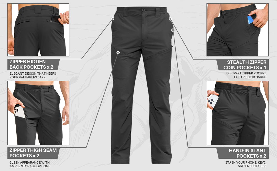cargo pants for men with zipper pockets lightweight quick dry travel pants for men