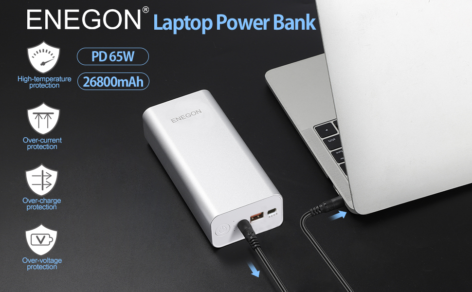 ENEGON Batterie Externe Ordinateur Portable, Batterie 65W 26800mAh Batterie Portable, Batterie