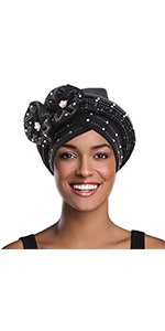 cap,beanie,headwrap,pre-tied,african,stretchy, turban,headscarf,knotted,women