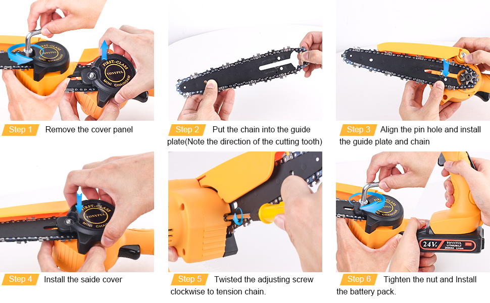 Mini Chainsaw, TONYFUL 6Inch Cordless Chainsaw with 2