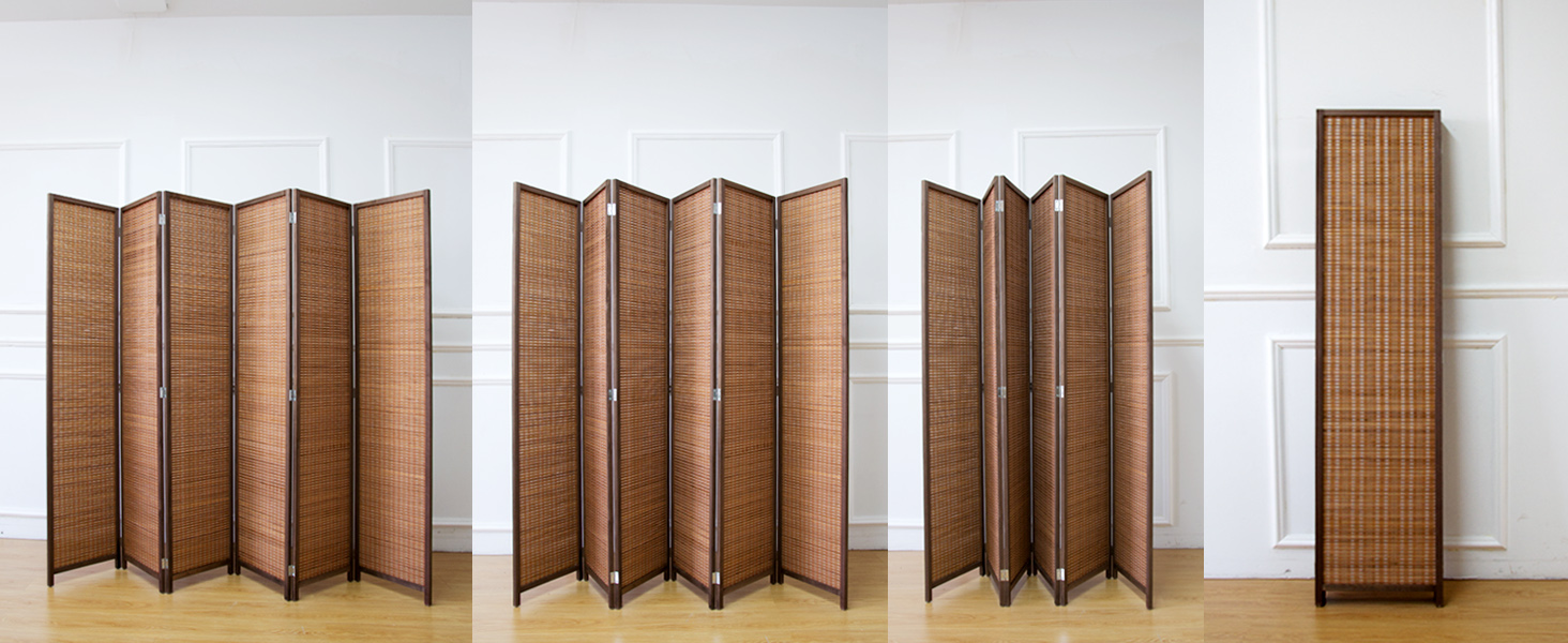 furnnylane 6 panel bamboo room divider