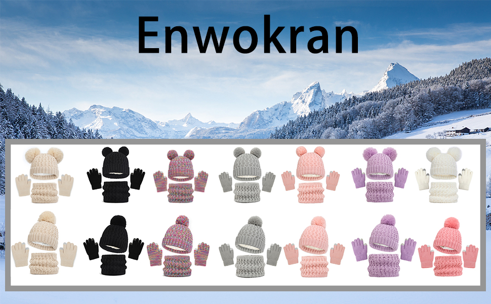 Kids Winter Beanie Hat Scarf and Touchscreen Gloves Set